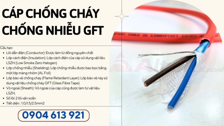 Cáp tín hiệu chống cháy chống nhiễu SCC 2×1.5mm2 GFT Altek Kabel Đà Nẵng, HCM, Hà Nội