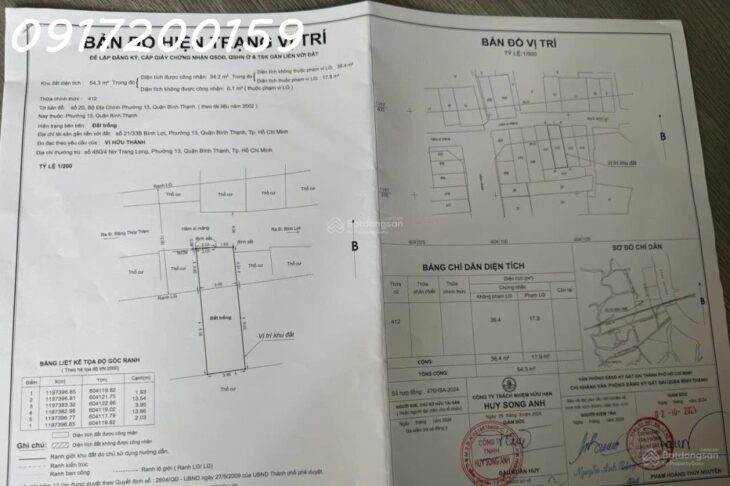 Cần bán đất đường đặng Thùy Trâm cách mặt tiền 50m. 4 x 15 m. Diện tích sổ công nhận 56m2. GPXD 3L