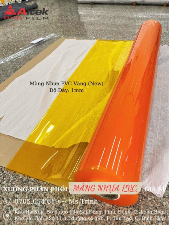 Màng nhựa PVC – Rèm Màu Vàng Dày 1mm