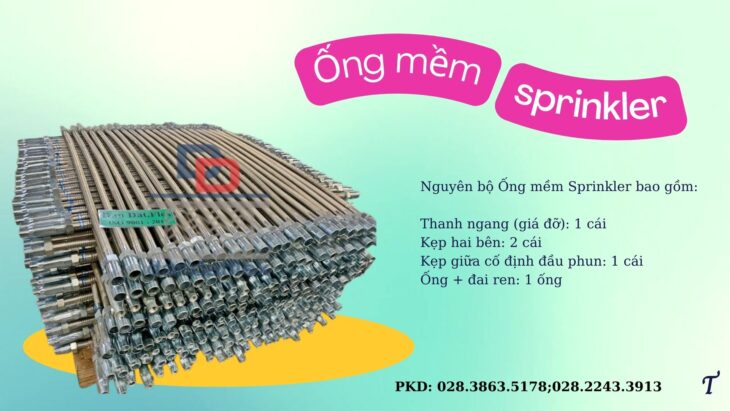 Dây nối mềm inox đầu phun sprinkler, ống mềm chữa cháy, ống mềm PCCC, ống mềm nối đầu Sprinkler