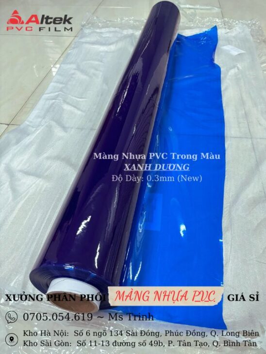 Màng nhựa pvc tại Bình Dương – Trong Màu Xanh Dương (New)