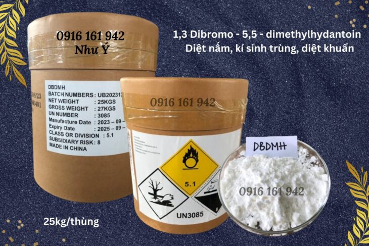 DBDMH (1,3 Dibromo – 5,5 – dimethylhydantoin) – Đặc trị vi nấm, nấm đông tiền, kí sinh trùng
