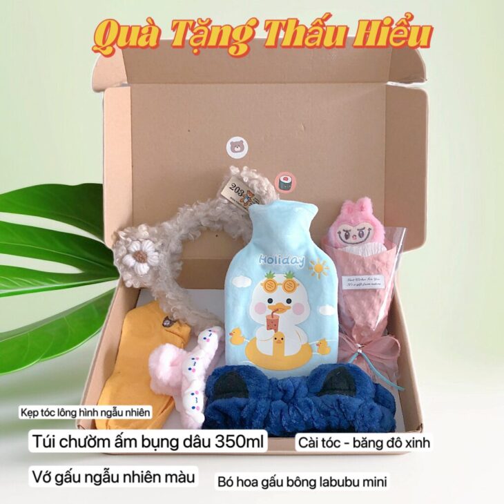 Quà tặng tinh tế chăm sóc bạn nữ “ngày dâu rụng” túi chườm đau bụng kinh mix phụ kiện xinh cần thơ