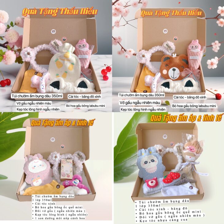 Quà tặng tinh tế chăm sóc bạn nữ “ngày dâu rụng” túi chườm đau bụng kinh mix phụ kiện xinh cần thơ