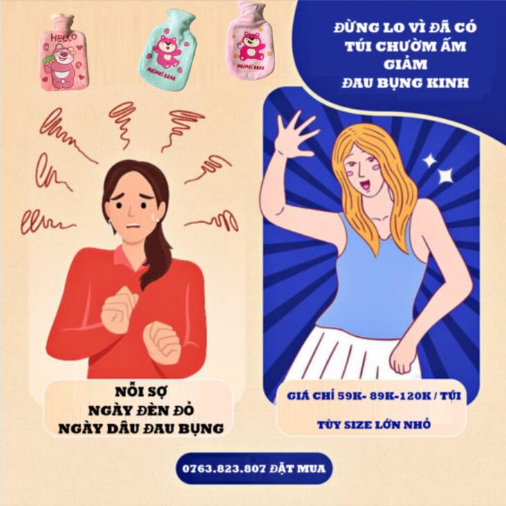 Nỗi lo của các nàng khi đến “ngày đèn đỏ ” bằng túi chườm ấm giảm đau bụng kinh cho bạn nữ cần thơ