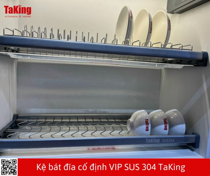 Kệ bát đĩa cố định VIP 2 tầng cao cấp, hiện đại, chất liệu an toàn TaKing