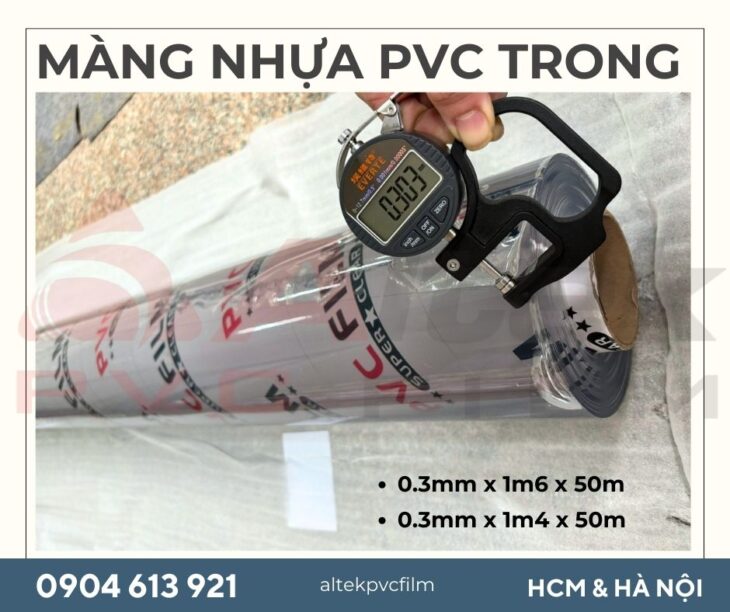 Màng nhựa PVC dẻo trong suốt độ dày 0.3mm khổ rộng 1m6x50m Altek Kabel