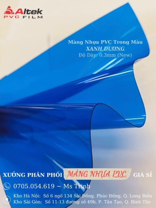 Màng nhựa pvc tại Bình Dương – Trong Màu Xanh Dương (New)
