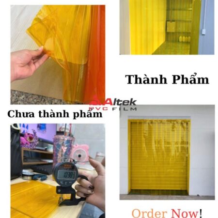 Màng pvc trong màu vàng dùng làm rèm