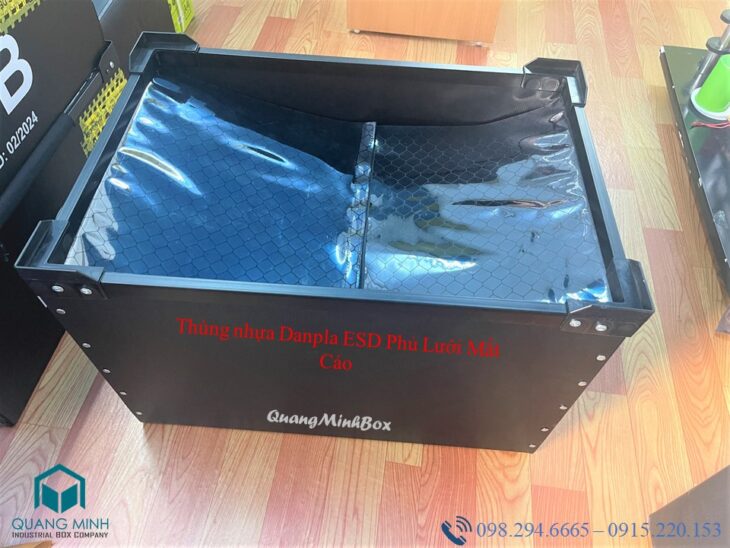 Thùng Danpla ESD Phủ Lưới Mắt Cáo