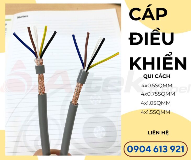 Cáp tín hiệu 4 lõi, cáp điều khiển chống nhiễu RVVP 4×0.75mm2 Altek Kabel