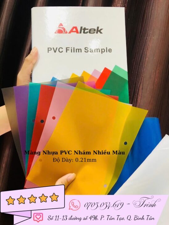 Màng nhựa pvc dẻo nhám nhiều màu 0.21mm