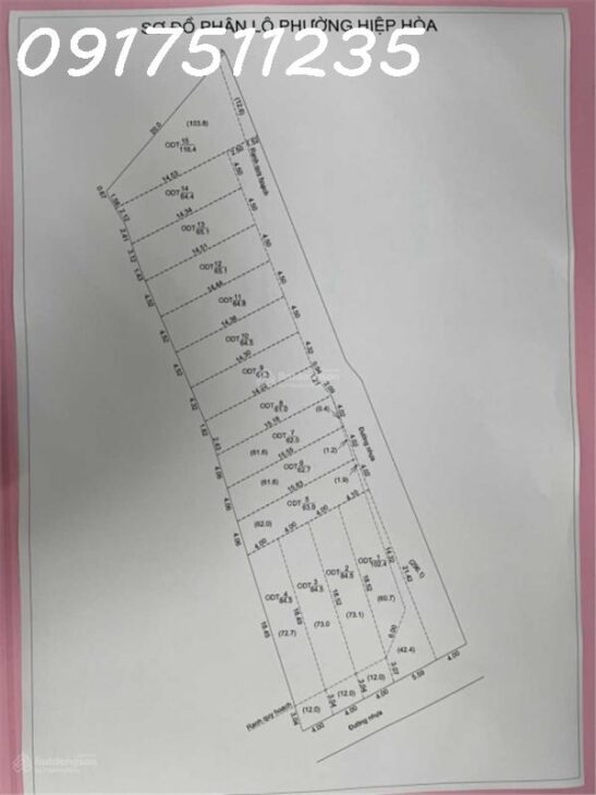 Bán 14 lô đất MT hẻm 77 Hiệp Hòa đối diện chợ Hiệp Hòa, ngang 4x16m sổ riêng thổ cư 100% lh