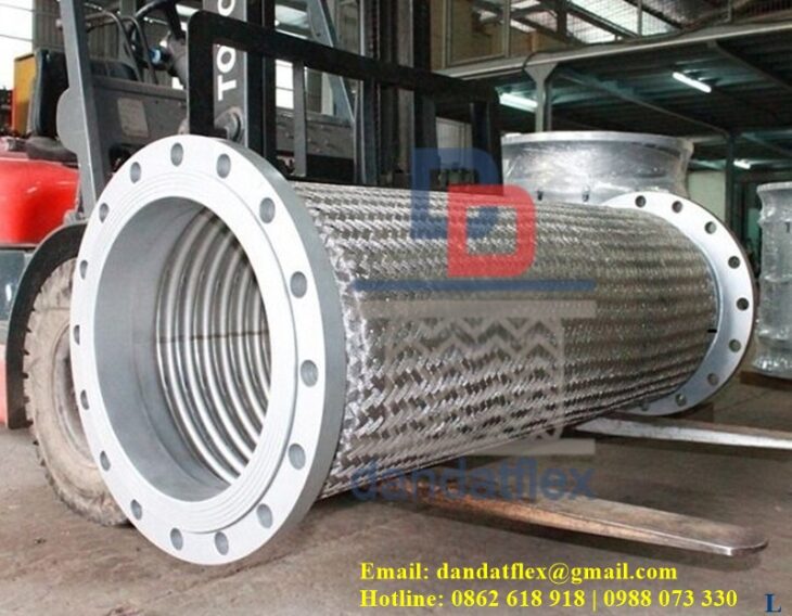 Khớp nối mềm ống inox 316 + lưới inox 304 2 đầu mặt bích, khớp nối chống rung, khớp nối mềm inox