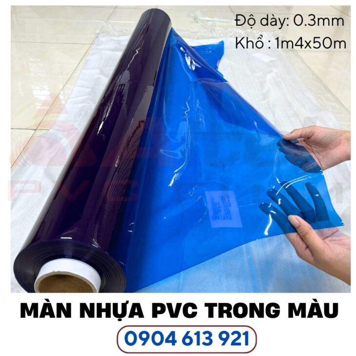 Màng nhựa PVC trong màu xanh dương túi xách thời trang , trang trí