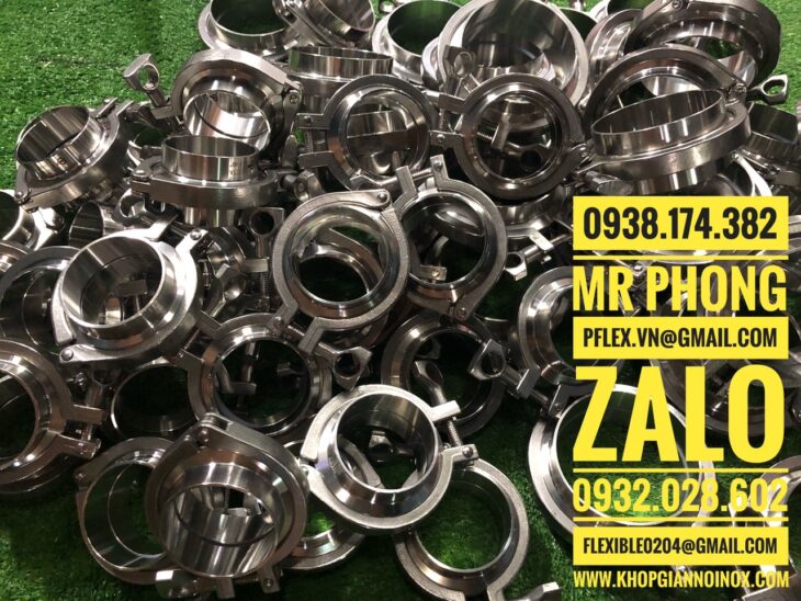 Clamp inox 304-Kích thước clamp-cùm nối clamp inox 304-khớp nối nhanh clamp inox