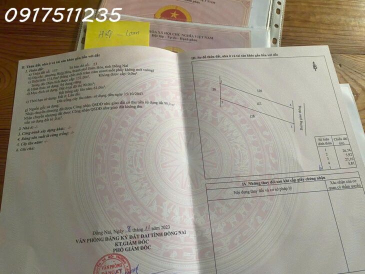 Lô đất phường Hiệp Hoà, gần đường Đỗ Văn Thi, 5,8×35 giá 3.95 tỷ