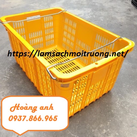 Sóng nhựa hở có quai, sọt nhựa, sọt có quai đựng thực phẩm, sọt dùng nhà hàng đựng b