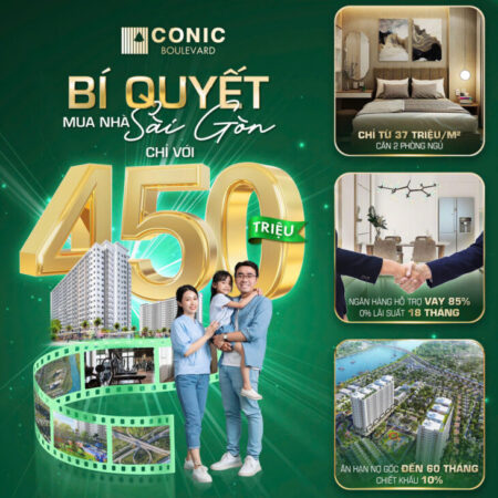 Chỉ 37 TR/M2 – Sở Hữu Ngay Căn Hộ Siêu Tiện Ích Tại KDC Conic Boulevard Huỳnh Bá Chánh, Tân Kiên,