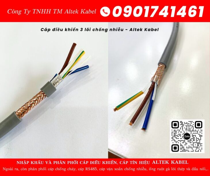 Cáp điều khiển 3 lõi không chống nhiễu/ chống nhiễu tại Huế