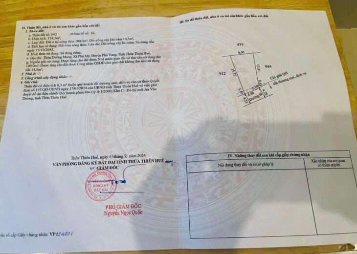 ĐẤT ĐẸP – GIÁ TỐT – Vị Trí Đắc Địa Tại Thôn Dưỡng Mong, Xã Phú Mỹ, Huyện Phú Vang, Tỉnh Thừa Thiên