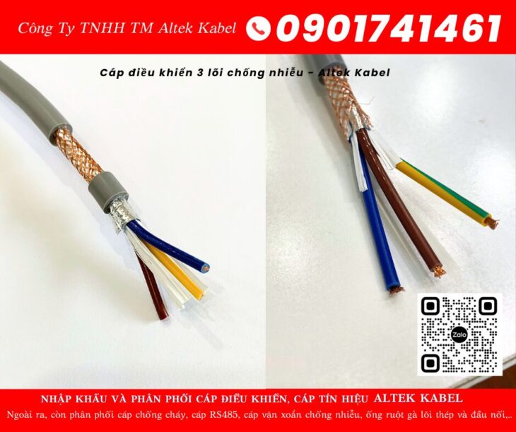 Cáp điều khiển 3 lõi không chống nhiễu/ chống nhiễu tại Huế
