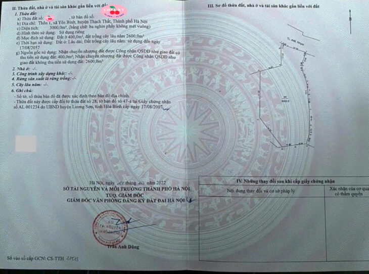 ĐẤT CHÍNH CHỦ – GIÁ TỐT – Vị Trí Đẹp Tại Thôn 1, Xã Yên Bình, Huyện Thạch Thất, Thành phố Hà Nội