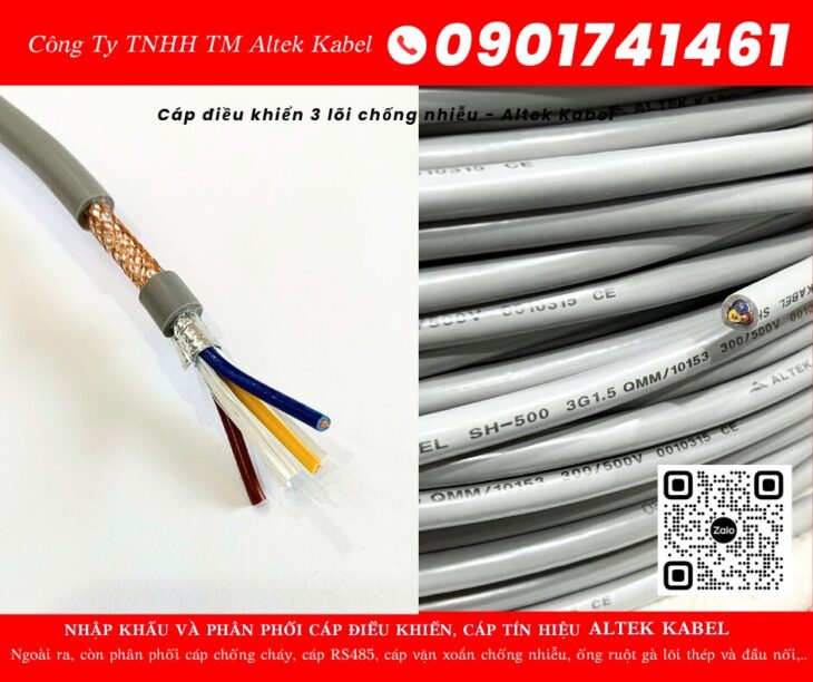 Cáp điều khiển 3 lõi không chống nhiễu/ chống nhiễu tại Huế