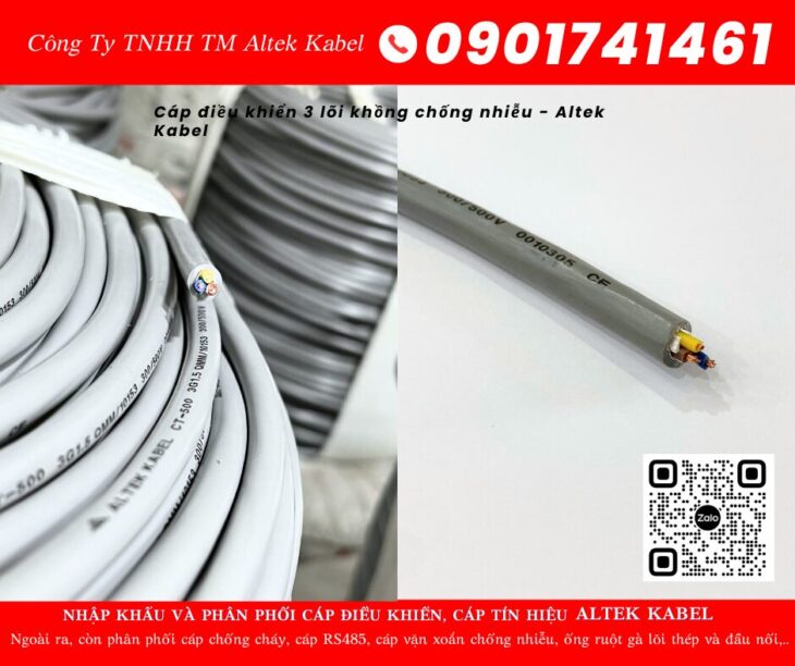 Cáp điều khiển 3 lõi không chống nhiễu/ chống nhiễu tại Huế