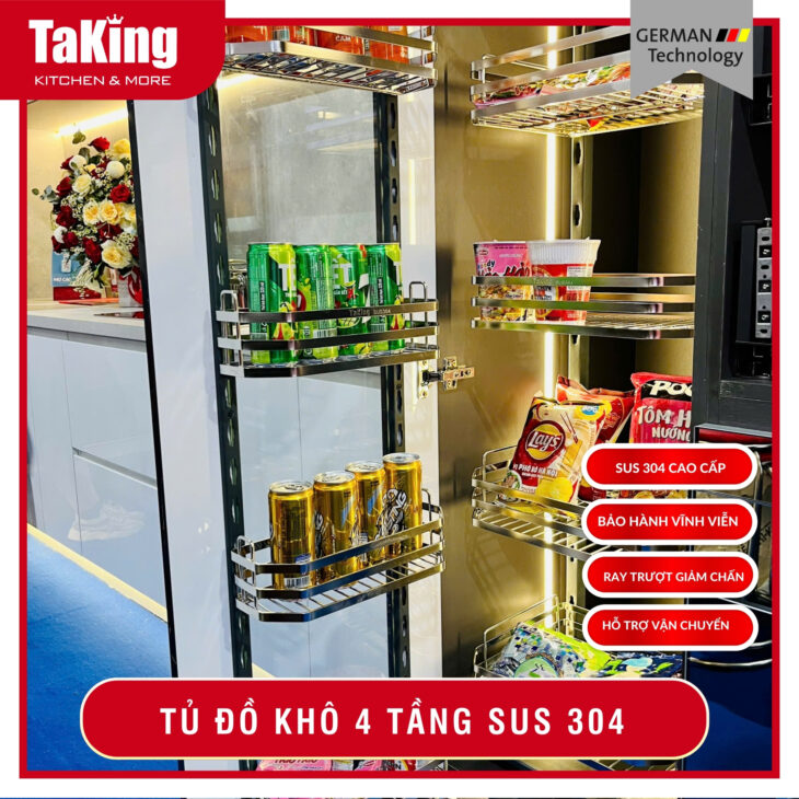 Tủ đồ khô 4 tầng hiện đại, thiết kế thẩm mỹ, khả năng lưu trữ lớn TaKing