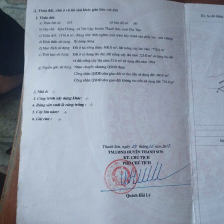 HOT ĐẤT ĐẸP – GIÁ TỐT – Vị Trí ĐẮC ĐỊA Tại Khu Chủng, Xã Tân Lập, Huyện Thanh Sơn, Huyện Phú Thọ