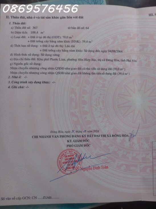 ĐẤT NỀN ĐÃ CÓ SỔ NGAY THỊ XÃ ĐÔNG HOÀ, PHÚ YÊN