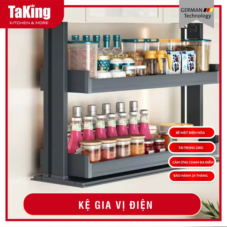 Kệ gia vị đồ khô cảm ứng chạm cao cấp, hiện đại, sang trọng TaKing