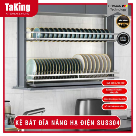 Kệ bát đĩa nâng hạ điện hiện đại, thông minh, sang trọng TaKing