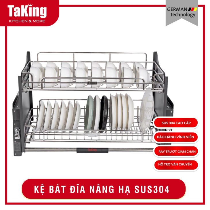 Kệ bát đĩa nâng hạ di động, hiện đại, thẩm mỹ TaKing