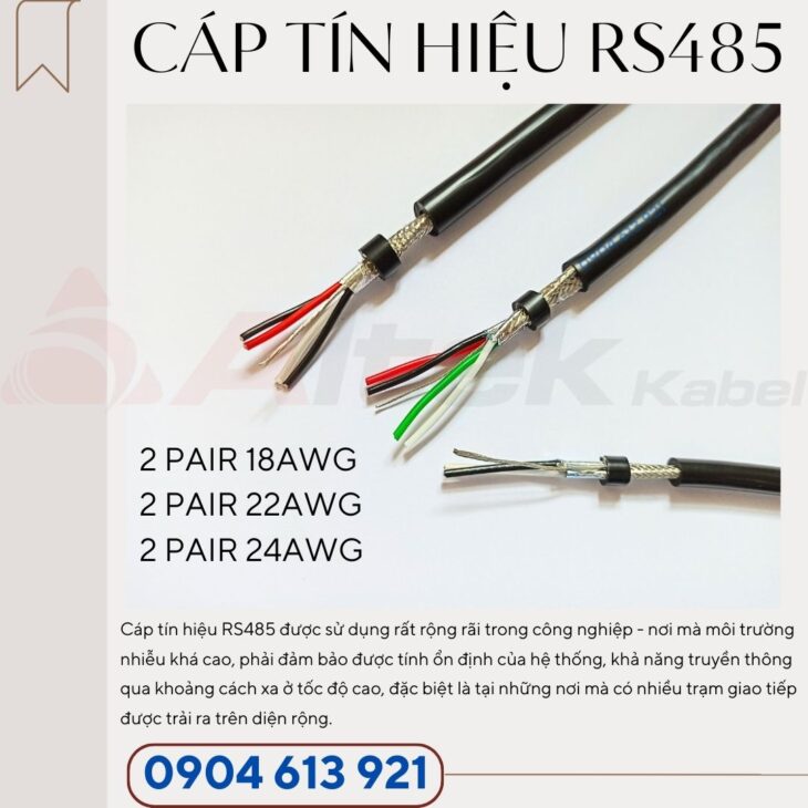 Cáp tín hiệu RS485 / cáp truyền thông chống nhiễu 2 pair 22AWG Altek Kabel