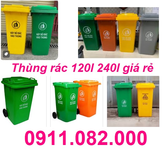 Giảm giá khuyến mãi thùng rác giá rẻ, thùng rác 120l 240l 660l màu xanh lh 0911.082.000