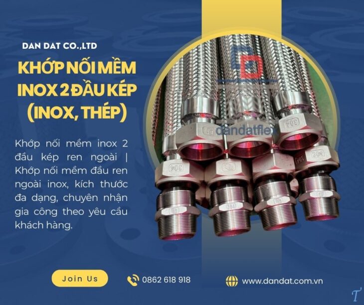 Khớp nối mềm inox chống rung, khớp nối mềm inox 304, khớp nối mềm inox công nghiệp, khopnoimem