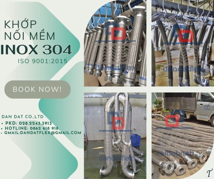 Khớp nối chống rung máy phát điện, khớp nối mềm inox 316, khớp nối mềm cho hệ LPG, khopnoimem