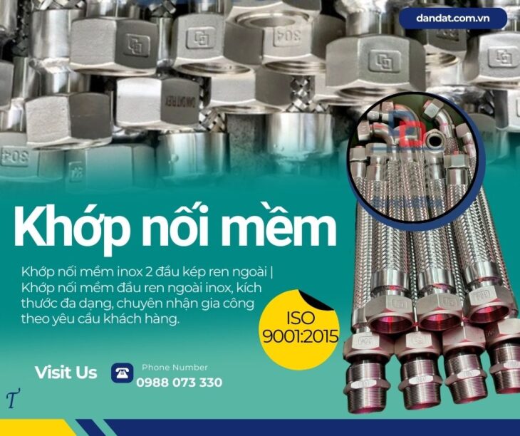 Khớp nối mềm inox chống rung, khớp nối mềm inox 304, khớp nối mềm inox công nghiệp, khopnoimem