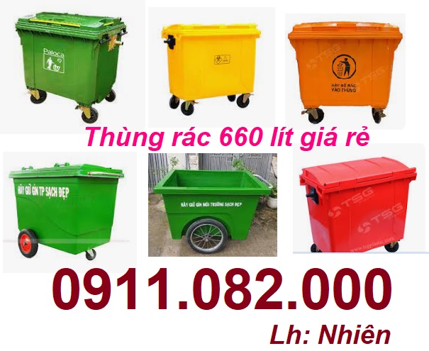 Giảm giá khuyến mãi thùng rác giá rẻ, thùng rác 120l 240l 660l màu xanh lh 0911.082.000