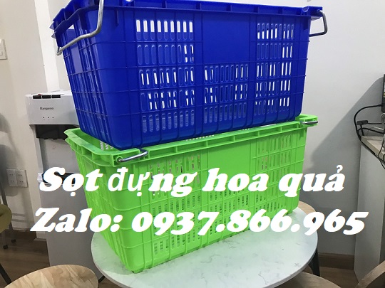 Sóng nhựa hở có quai, sọt nhựa, sọt có quai đựng thực phẩm, sọt dùng nhà hàng đựng b
