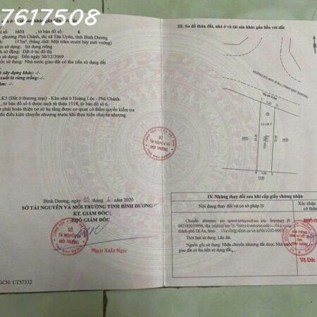 Bán đất thổ cư 117m2, Huỳnh Văn Lũy, Phú Chánh, Tân Uyên, Bình Dương – 1.9 tỷ