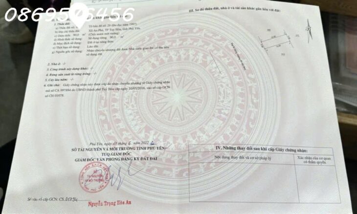 ĐẤT Ở MẶT ĐƯỜNG HÙNG VƯƠNG, TP TUY HOÀ CẦN BÁN