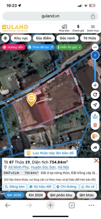 Chính chủ bán lô đất thôn Phú Hạ , xã Minh Phú ,huyện Sóc Sơn + Diện tích 175.3m, đất full thổ cư +