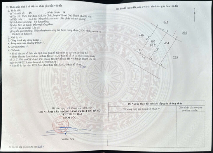 Cần bán lô đất mặt hồ đường oto tránh nhau Xã Liên Châu ,Huyện Thanh Oai,Hà Nội