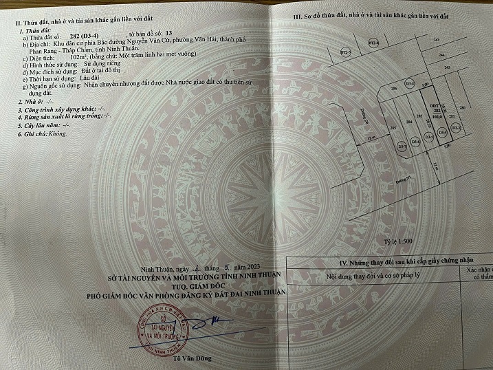TĐC NAM CƯƠNG THÀNH CÁCH TRUNG TÂM K1 NINH THUẬN 500M