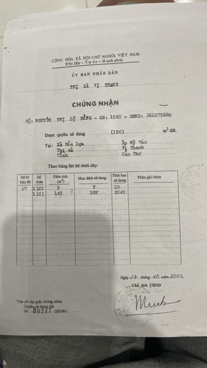 Cần Tiền Bán Gấp Đất SHR Tại Đường Trần Hưng Đạo, Khu Vực 4,P 5,Vị Thanh,Hậu Giang Giá:5 Tỷ 250