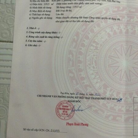 ĐÂT NỀN ĐẤU GIÁ KHU PHÚ THẠNH TUY HOÀ PHÚ YÊN