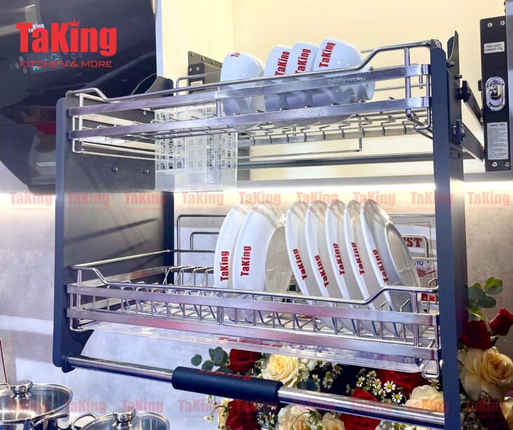 Kệ Bát Đĩa Nâng Hạ SUS 304 Cao Cấp, Bền Đẹp, An Toàn Sử Dụng TaKing